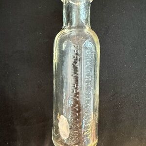 Minnard’s Linniment Embossed Glass Bottle 5 inches ANTIQUE